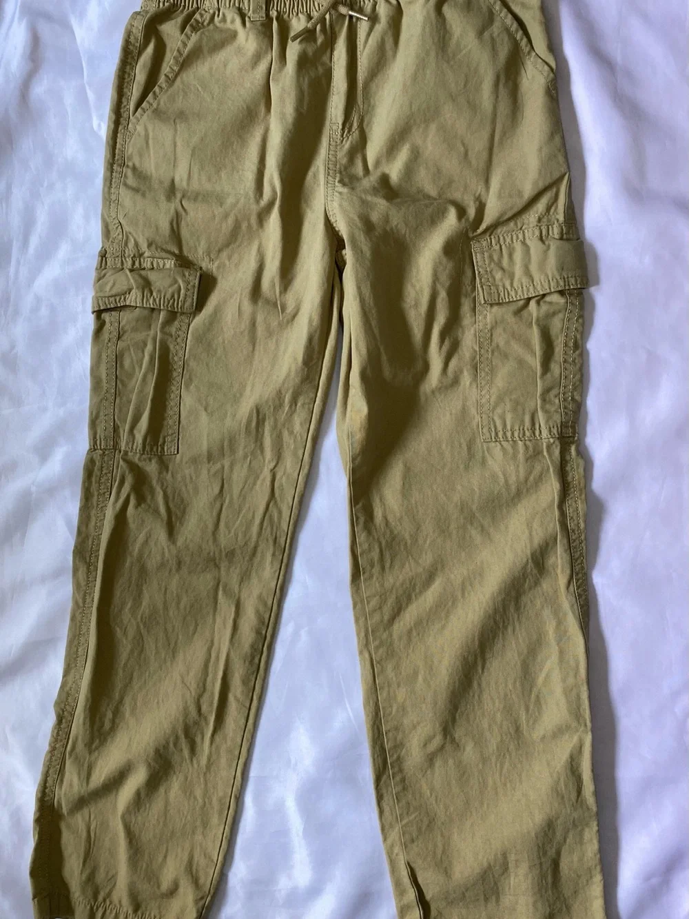 The Children's Place Khaki Cargo Pants with Olive Green Plaid Shirt